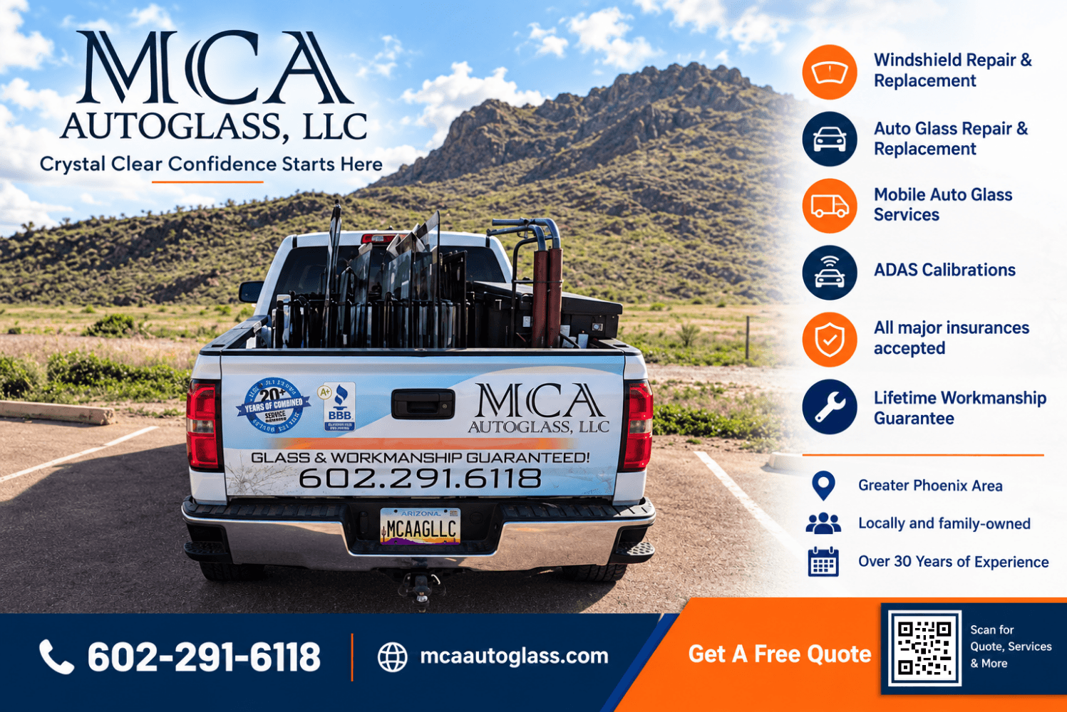 Auto glass postcard for MCA Autoglass