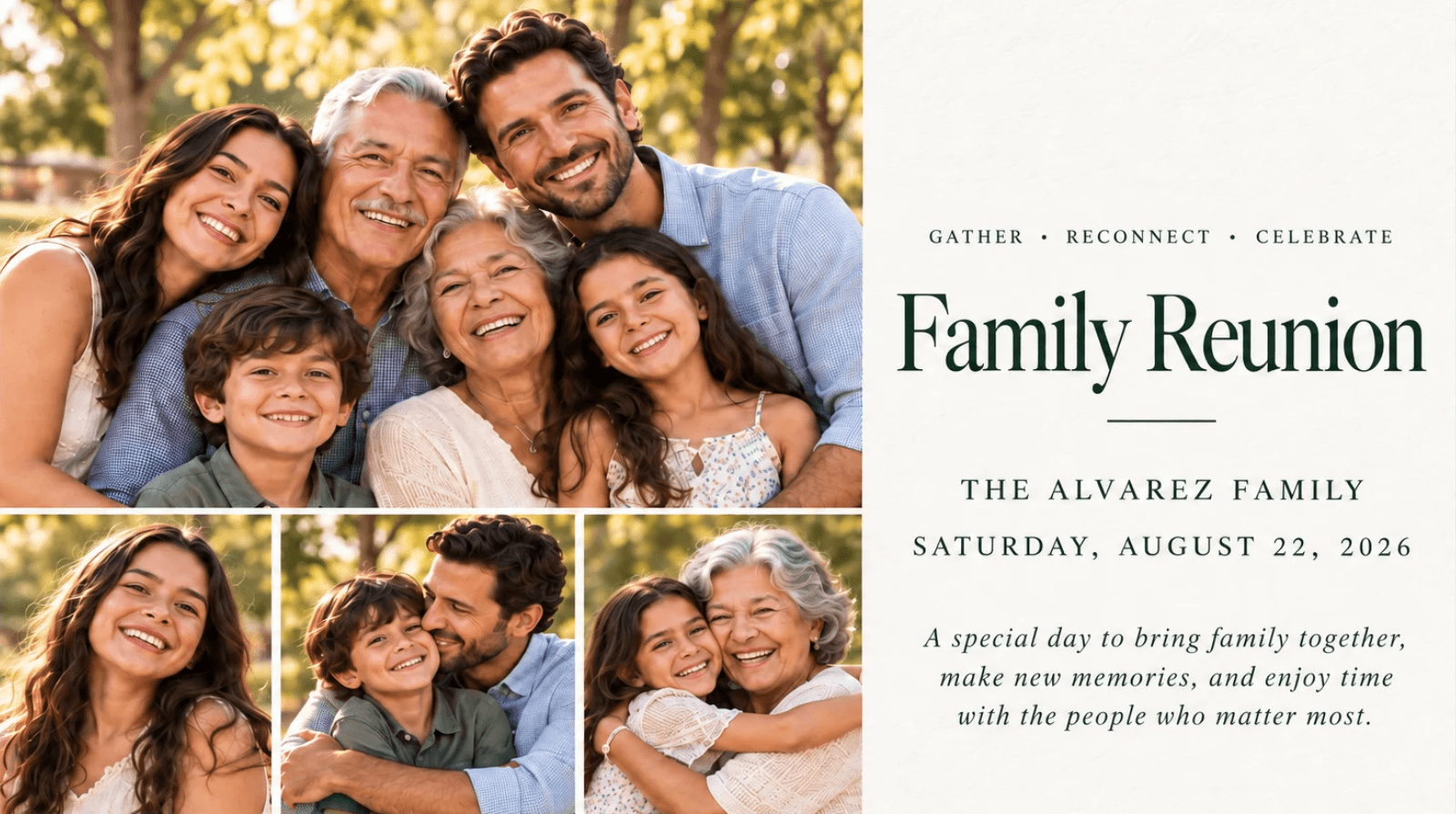 Family reunion postcard for The Alvarez Family