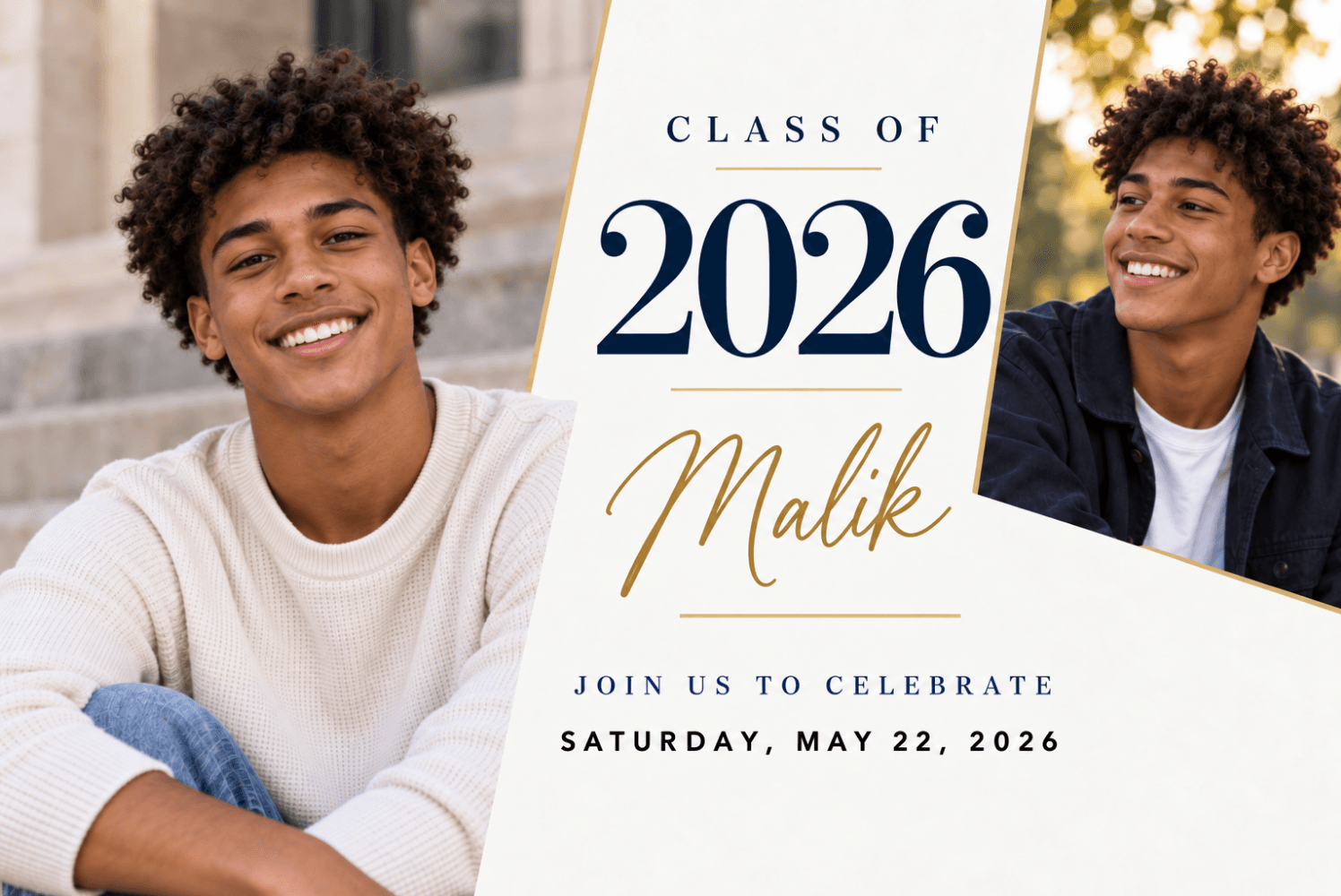 Graduation postcard for Malik
