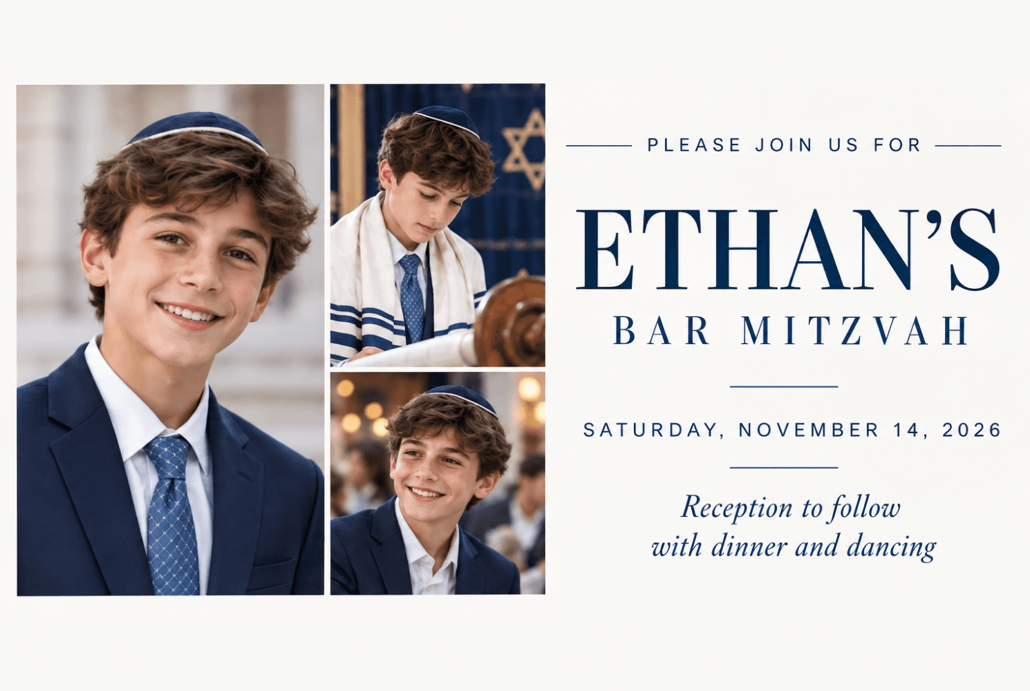 Bar mitzvah postcard for Ethan