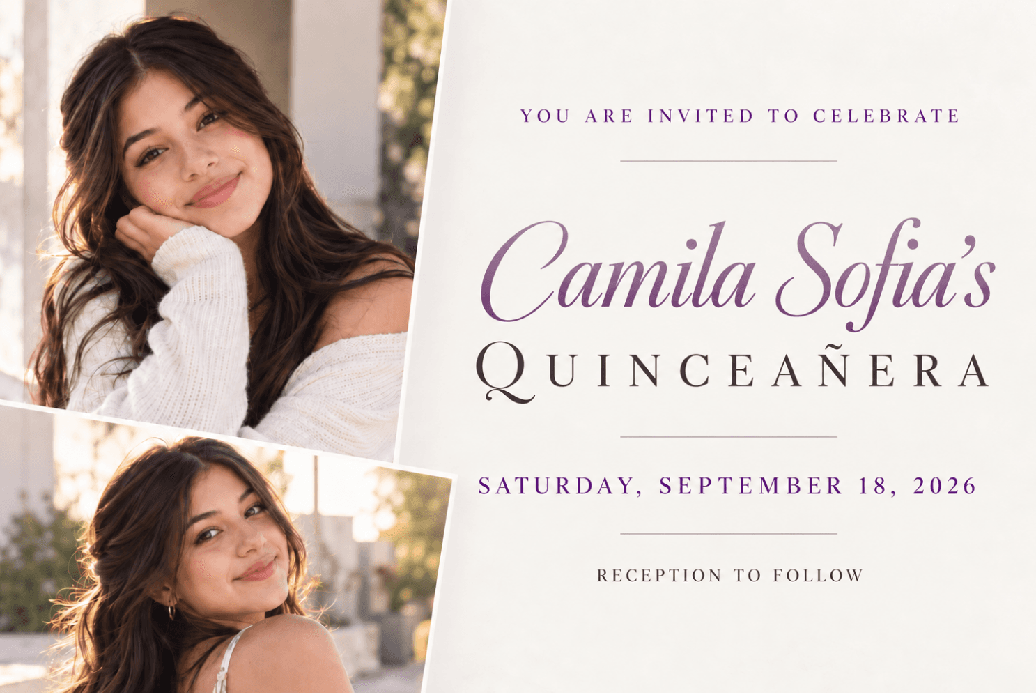 Quinceañera postcard for Camila Sofia