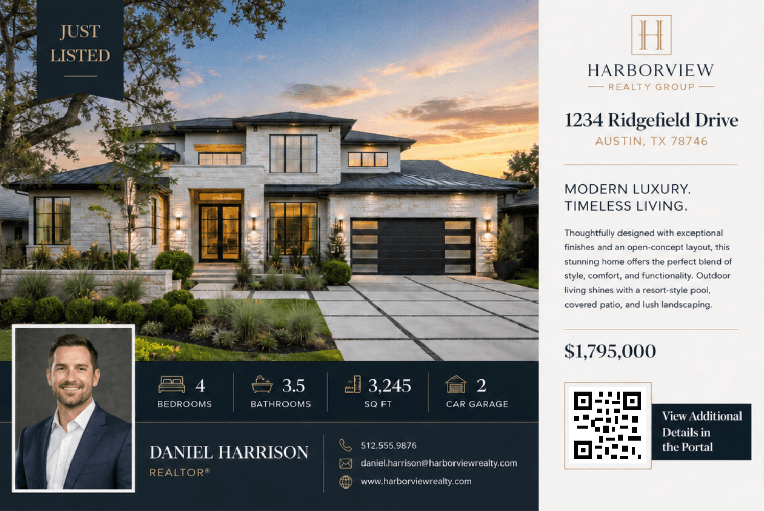 Real estate postcard for Harborview Realty Group