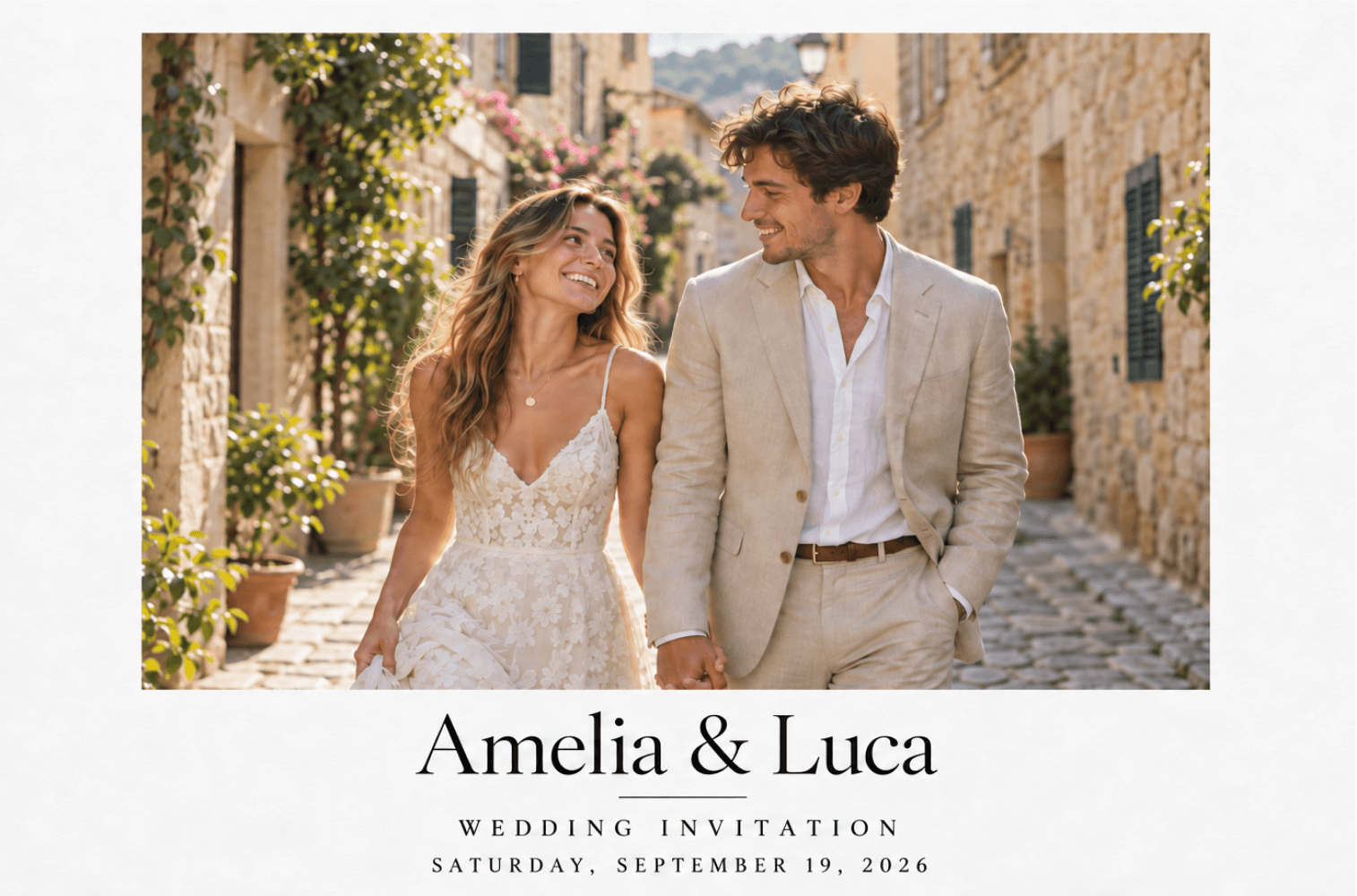 Wedding postcard for Amelia & Luca